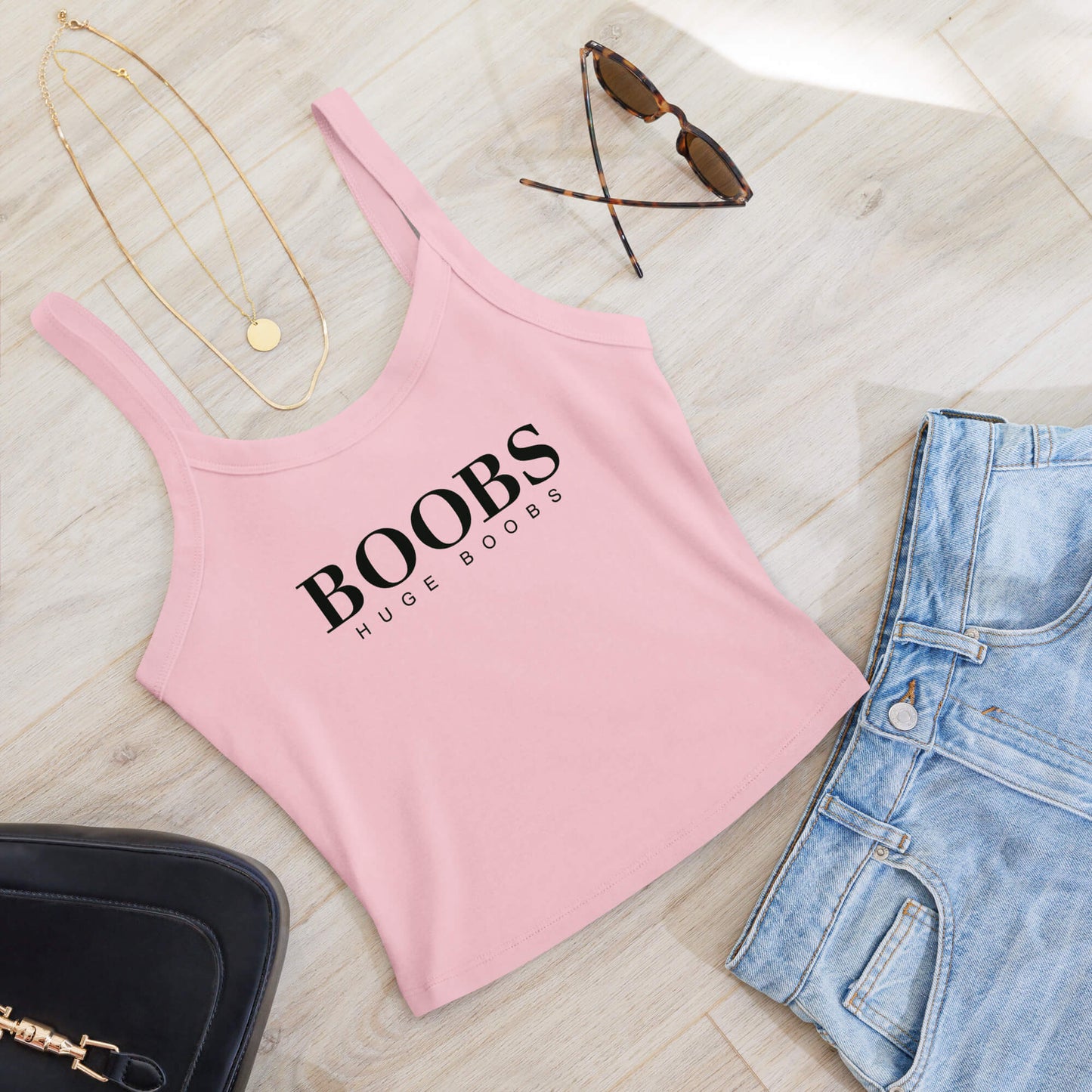 Huge Boobs Women’s micro-rib tank top Black Logo