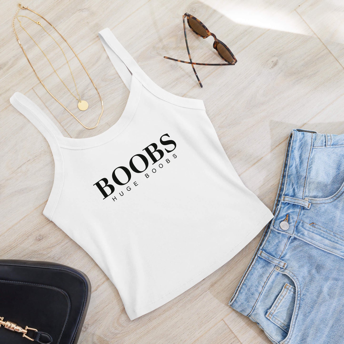 Huge Boobs Women’s micro-rib tank top Black Logo