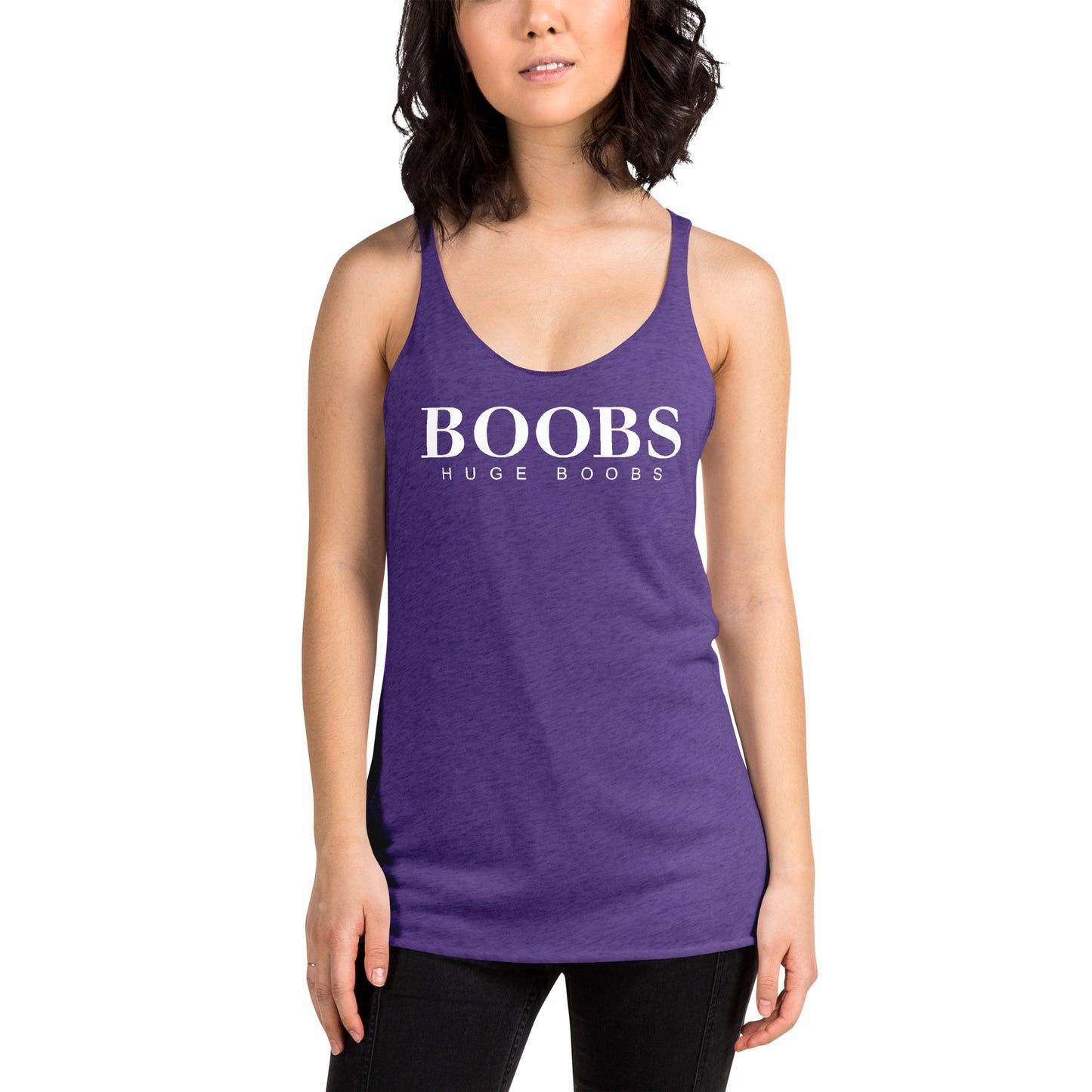 Huge Boobs Women's Racerback Tank White Logo
