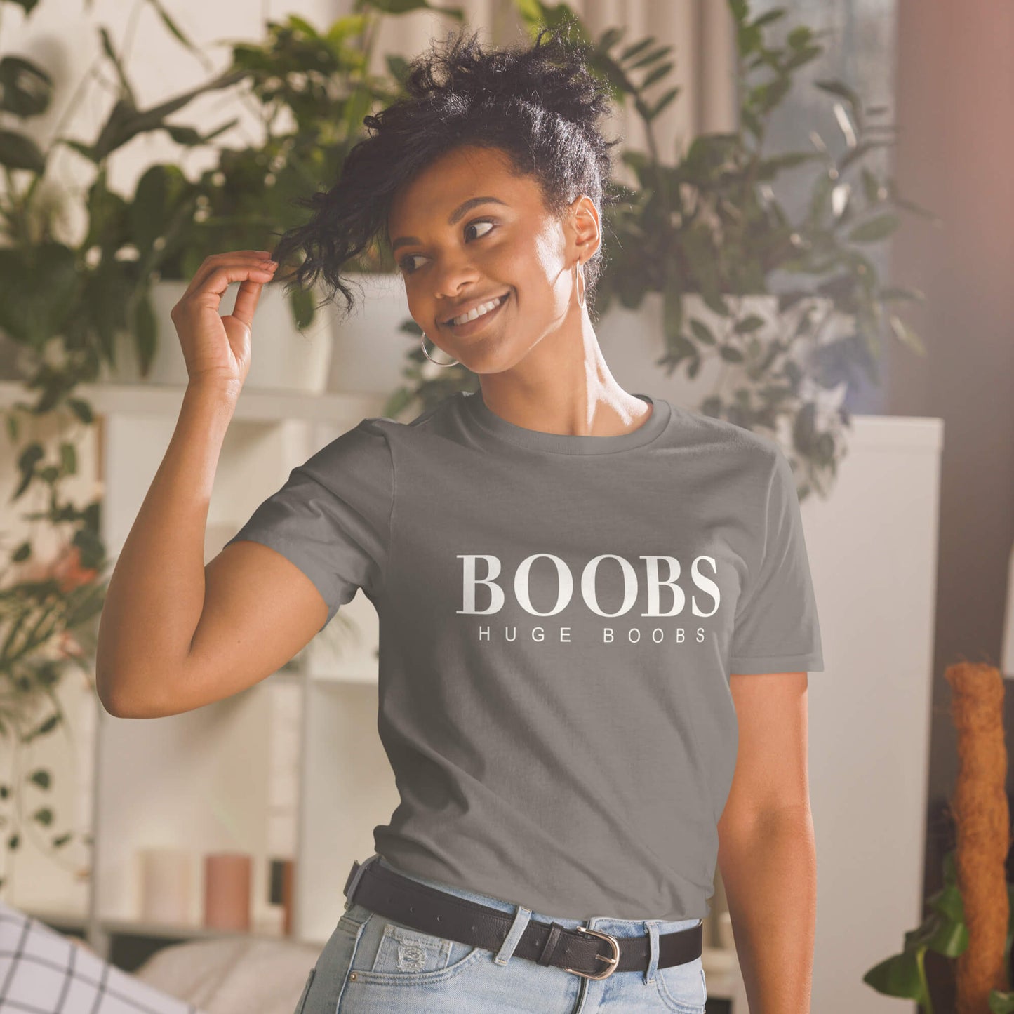 Huge Boobs Short-Sleeve Women's T-Shirt White Logo