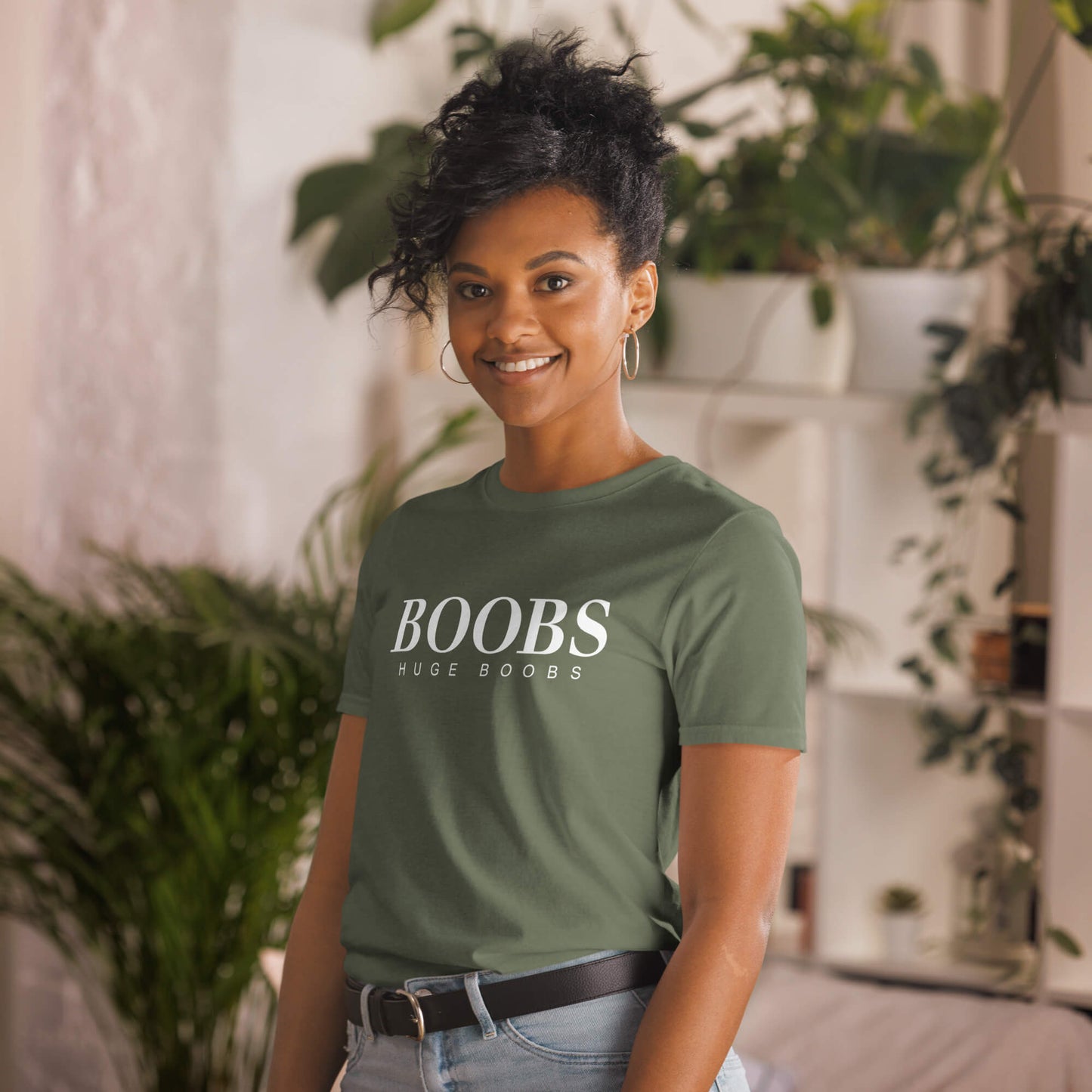 Huge Boobs Short-Sleeve Women's T-Shirt White Logo