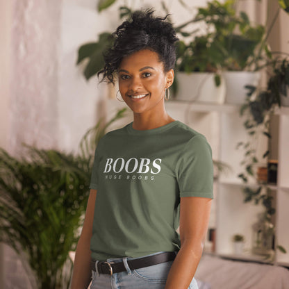 Huge Boobs Short-Sleeve Women's T-Shirt White Logo