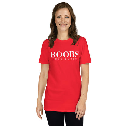 Huge Boobs Short-Sleeve Women's T-Shirt White Logo