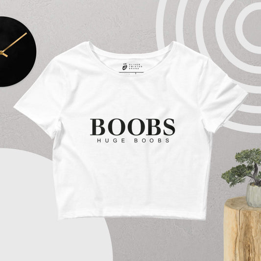 Huge Boobs Women’s Crop Tee White