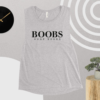 Huge Boobs Ladies’ Muscle Tank Black Logo