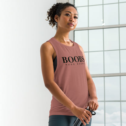 Huge Boobs Ladies’ Muscle Tank Black Logo