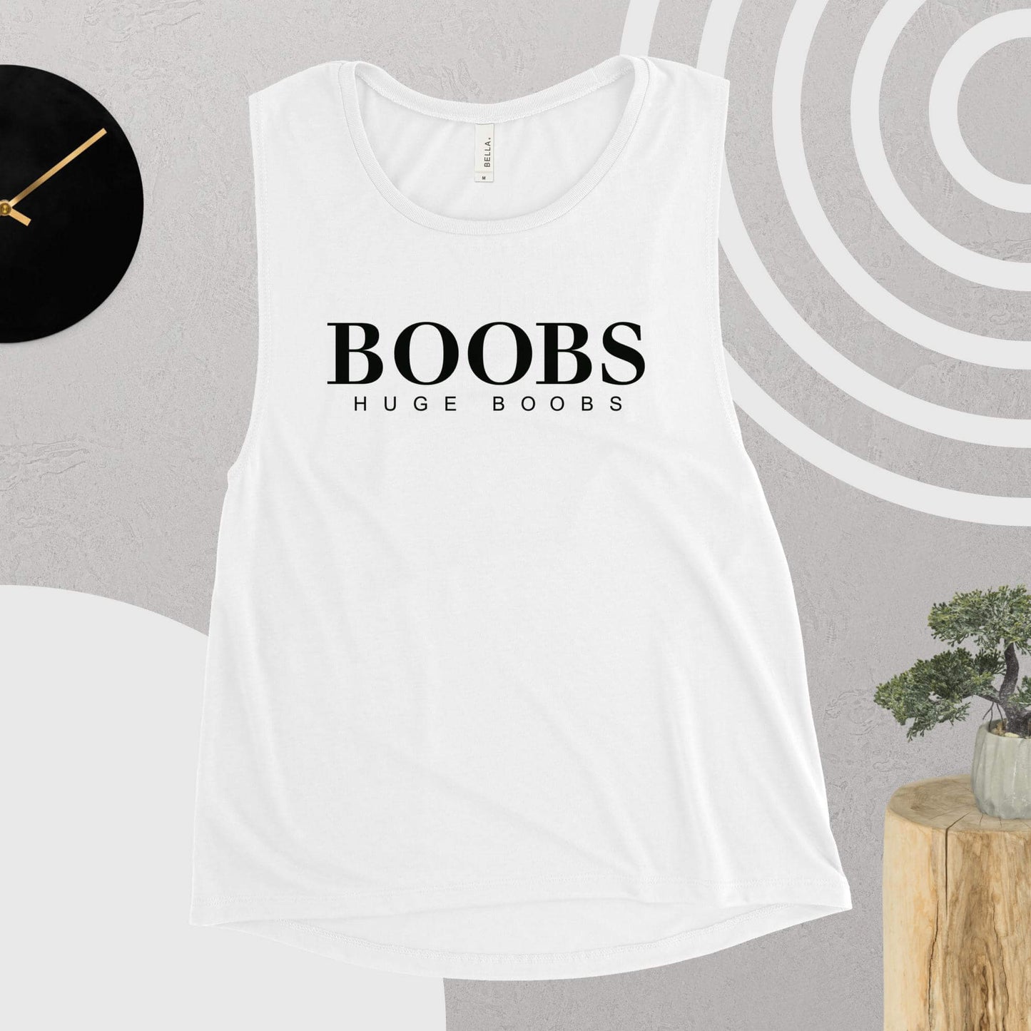Huge Boobs Ladies’ Muscle Tank Black Logo