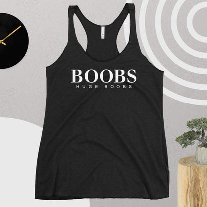 Huge Boobs Women's Racerback Tank White Logo