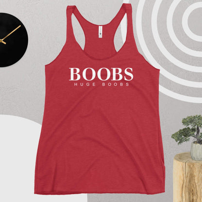 Huge Boobs Women's Racerback Tank White Logo