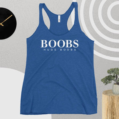 Huge Boobs Women's Racerback Tank White Logo